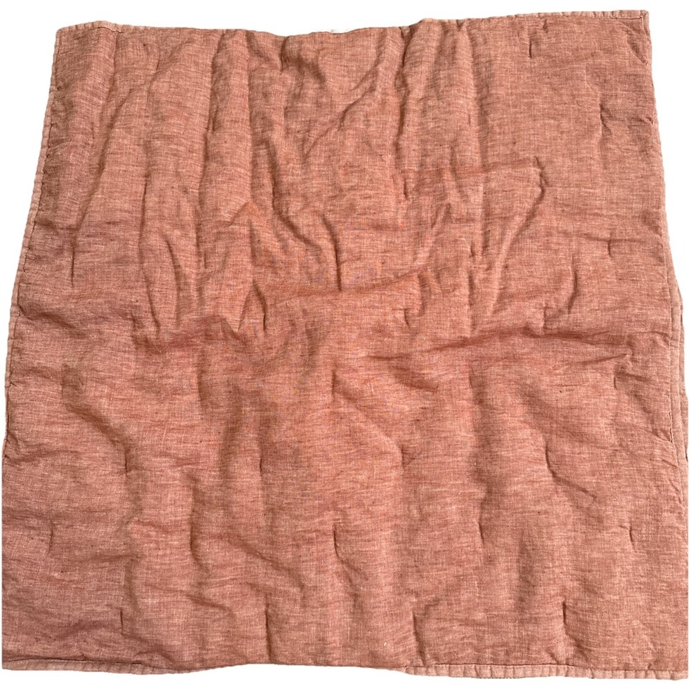 POTTERY BARN BELGIAN FLAX LINEN TUFTED QUILTED SHAM EURO Sample- Brick